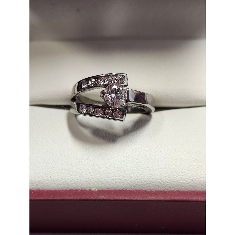 Women's Stainless Steel CZ Ring Size 5 Engagement Ring Band Wedding